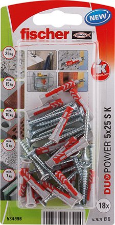 Fischer Blister 18 Tacos + Screws Duopower Ø5X25MM 534996