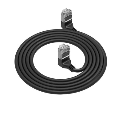 Black 3 Meters U FTP CAT.6A Lszh Slimline Patch Cable With RJ45 Connectors 90° Angled Up To 90° Angled Up — image 1