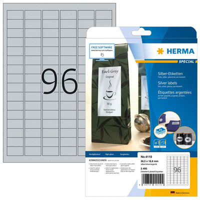 Herma Labels A4 Silver 30,5X16,9MM Lámina Glossy 2400 Pieces — image 1