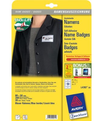 Avery Zweckform Labels Nombre L4787-20 White 80,0 X 50,0MM