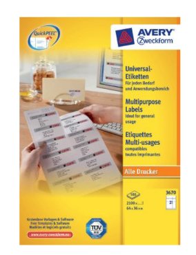 Avery Zweckform Labels 3670 White 64,0 X 36,0MM — image 1