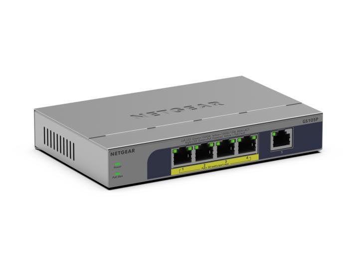 NETGEAR GS105P No Administrado Gigabit Ethernet (10/100/1000) Energía Sobre Ethernet (PoE) Assembly Wall/Desk