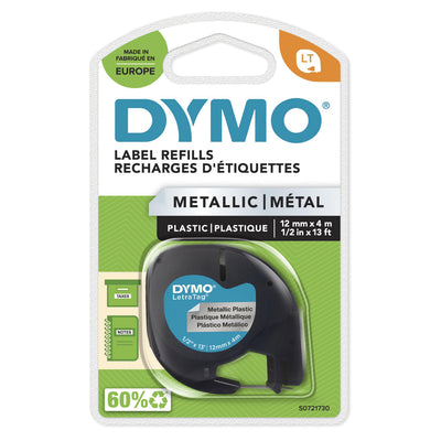 Dymo Letratag S0721730 Tape Labels Genuine Rotuladora - Texto Black Sobre Fondo Metallic - Wide 12MM X 4 — image 1
