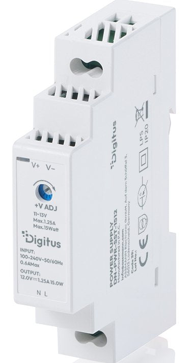 Digitus Power Supply 12V DC 15W Step-shape Din-rail