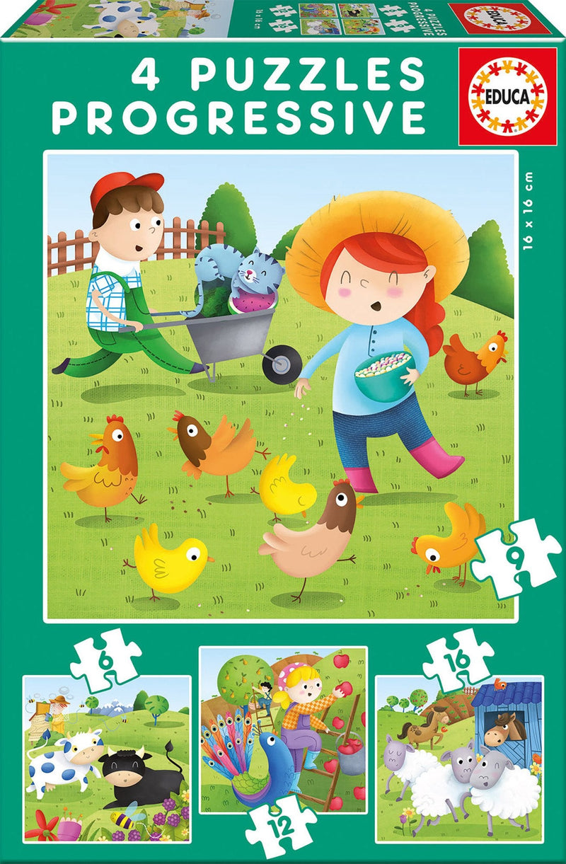 Puzzle Progresivo Animales Granja 6-9-12-16PZS