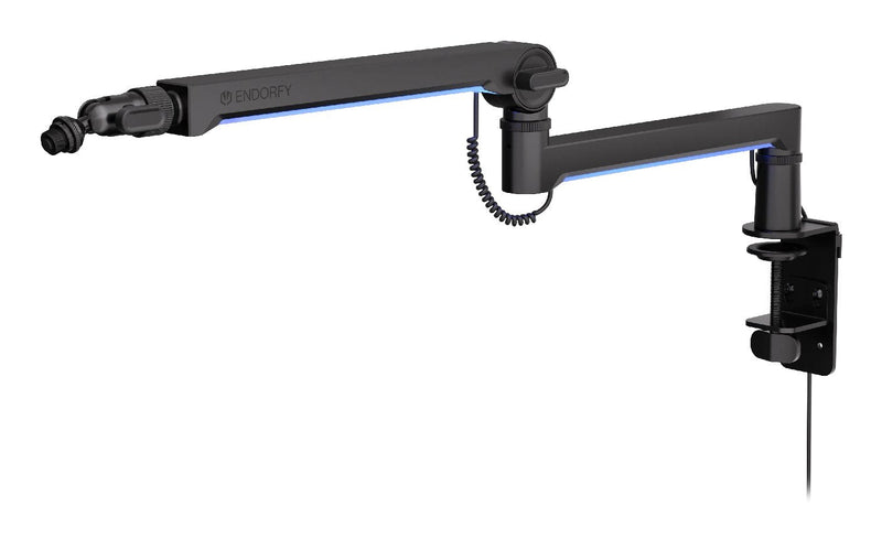 Endorfy Soporte Micrófono Broadcast Low Profile RGB Boom Arm Negro Micrófonos Hasta 2KG, Retroiluminación LED