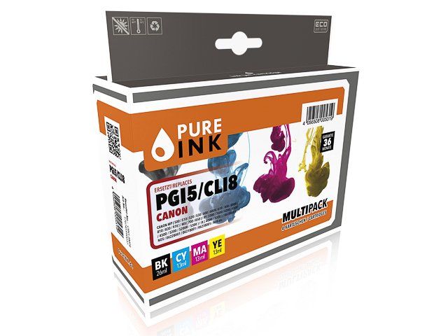 Pure 170745990037 Canon PGI5 CLI8 MP Black Cyan Magenta Yellow