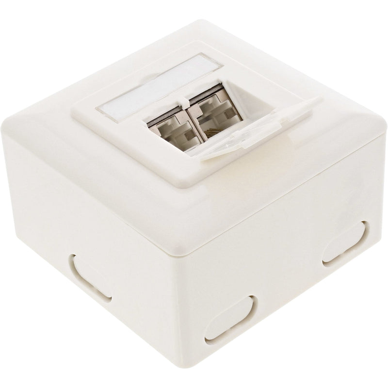 Inline CAT.6 Wall Outlet Box Assembly Surface Or Empotrar 2x RJ45 White Horizontal