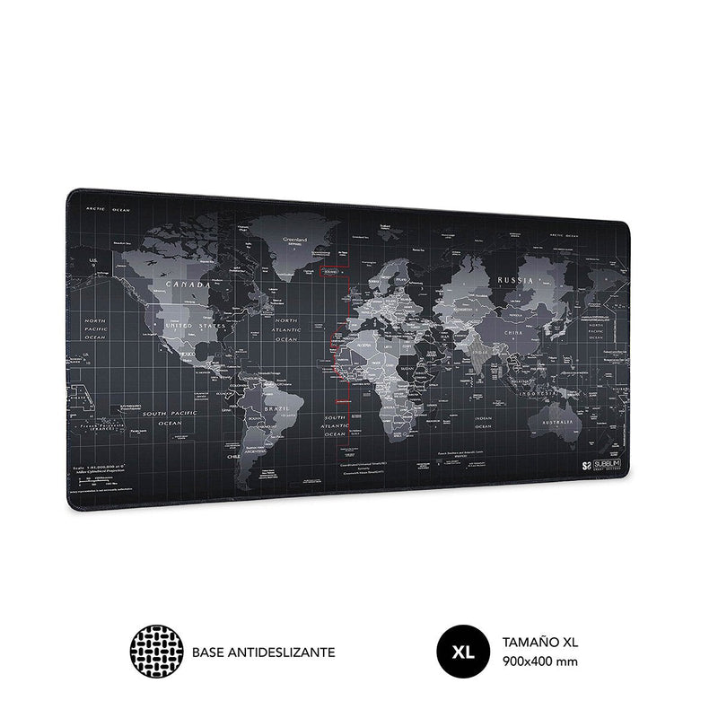 Subblim World XL Mouse Pad Gaming Black