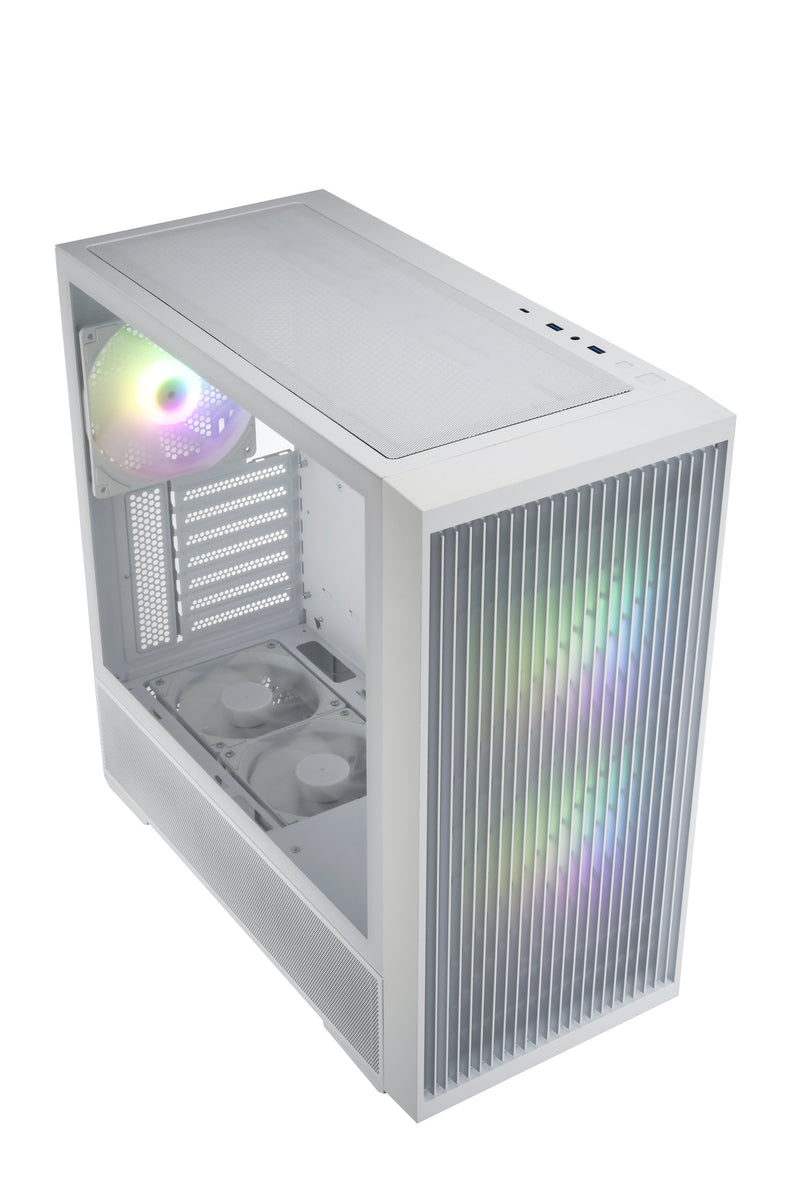Box ATX Fsp M330 Glass Tempered Front Mesh 4 Fans Disipador Max. 185MM GPU Max. 400MM Bla