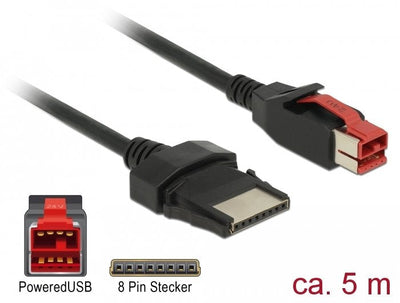 Delock Poweredusb Cable Connector Male 24V 8 Pin Connector Male 5M Pos Printer And Terminals — image 1
