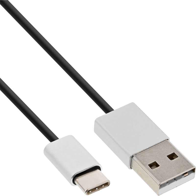 Inline Cable USB 2.0, Connector Type-c a Connector a, Black/Aluminium Flexible, 1M