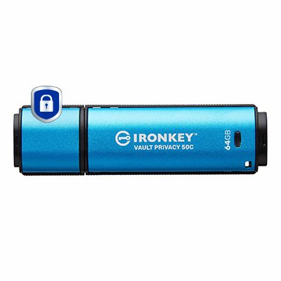 Kingston USB Flash Drive Ironkey Vault Privacy 50 64GB Blue Claro/Black USB-C 3.2 Gen 1)