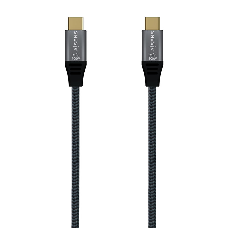 Aisens USB Cable 3.2 GEN2X2 Aluminium 20Gbps 8K@30HZ 5A 100W E-mark, Type USB-C/M-usb-c/M - 1.50M - Grey