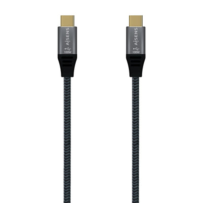 Aisens USB Cable 3.2 GEN2X2 Aluminium 20Gbps 8K@30HZ 5A 100W E-mark, Type USB-C/M-usb-c/M - 0.60M - Grey — image 1