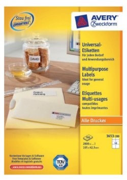 Avery Zweckform Labels 3653-200 White 105,0 X 42,3MM