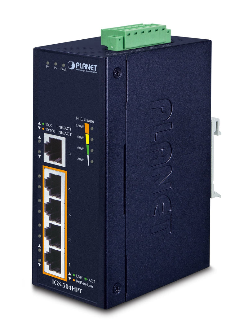 Planet IGS-504HPT Switch No Administrado L2 Gigabit Ethernet (10/100/1000) Energía Sobre Ethernet (PoE) Blue