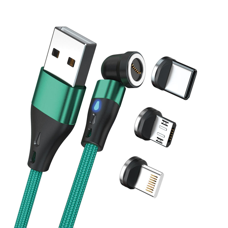 Realpower Magnetic Cable 3 AMP,2M, Green With Adaptern