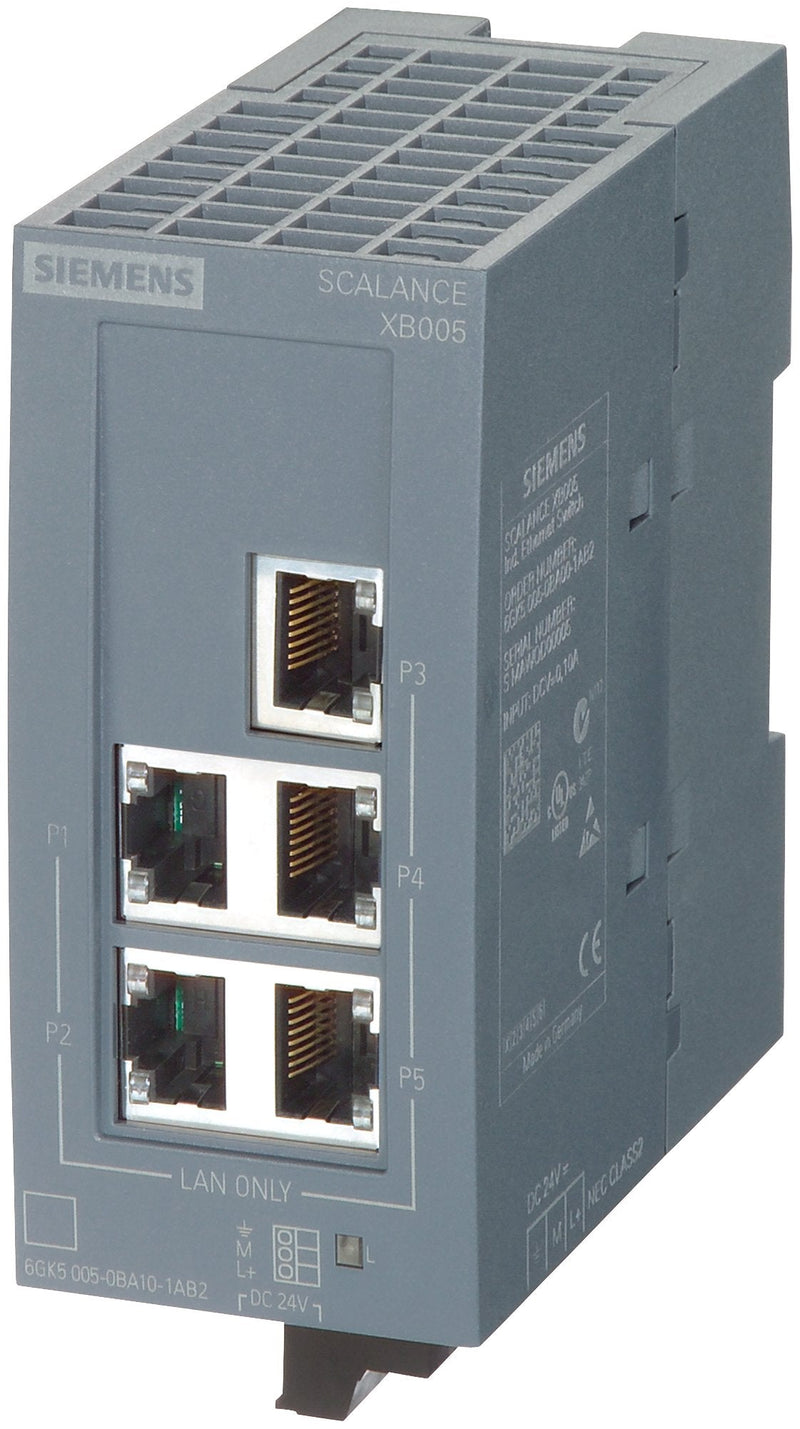 Siemens 6GK50050BA001AB2 Scalance XB005 Unmanaged Ind. Ethernet Switch