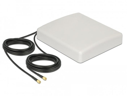 Delock LTE Mimo Antenna 2 X Sma Plug 8 dBi Directional With Cable Connection RG-58 5M White Outdoor — image 1