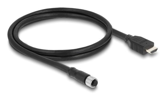 Delock M12 Cable A-kodiert 17 Pin Connector Female a HDMI Connector Male 1M Black