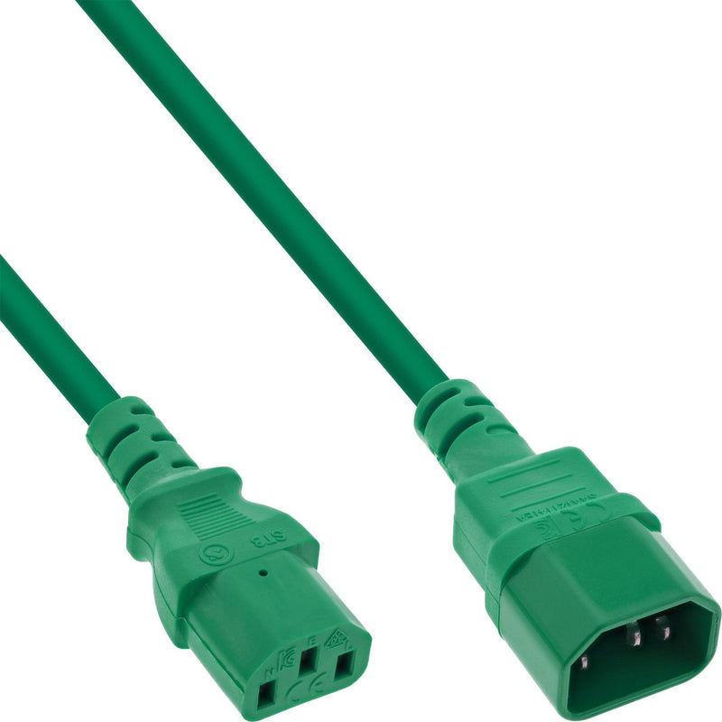 Inline® Cold Device Extension, C13 / C14, Green, 1.5M