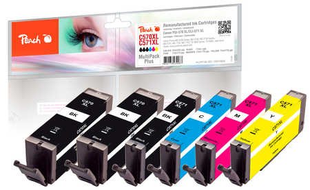 Peach Paquete Ahorro Ink Plus PI100-303 Compatible With Canon PGI-570XL, CLI-571XL PI100-303