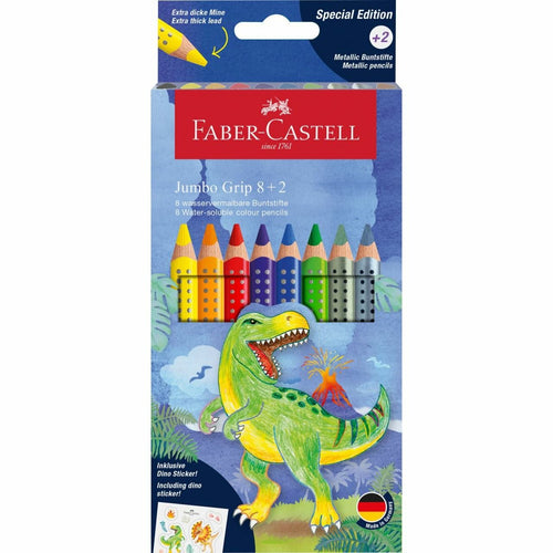 Faber-castell Pencil Colour Jumbo Grip Dino 8 + 2 Case Cartón — image 1