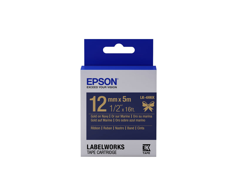 Epson Cartridge Labels Tape Satinada LK-4HKK Oro/Blue Marino 12MM (5M)