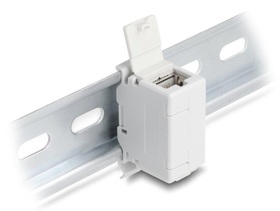 RJ45 Empalme CAT.6A Connector Female a Female With Cover Antipolvo Carriles Din Assembly Grey