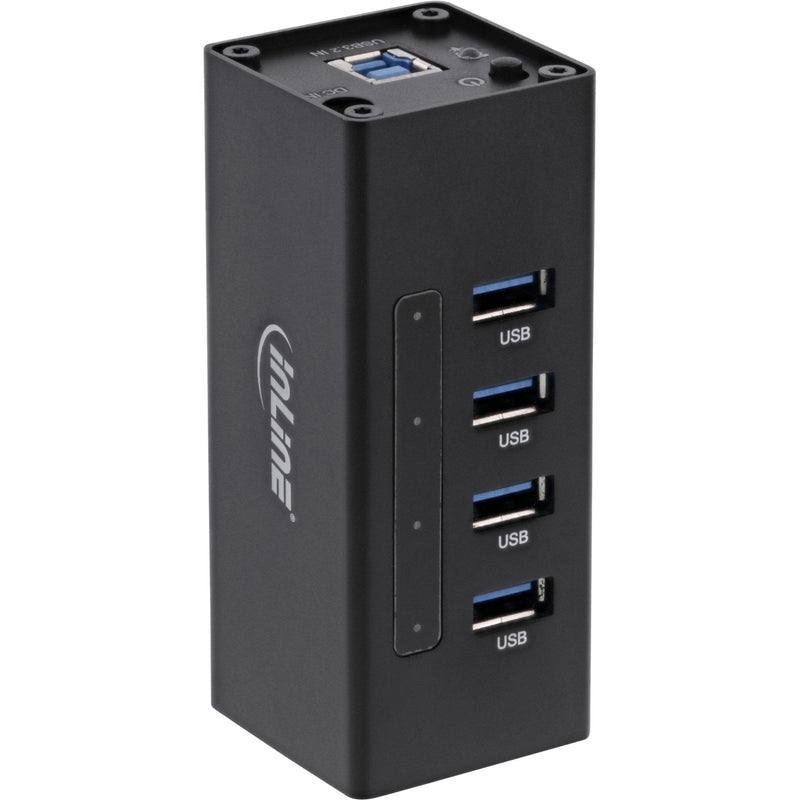 Inline Hub USB 3.2 GEN.1 4 Ports With Housing Aluminium And Power Supply 2,5A, Black