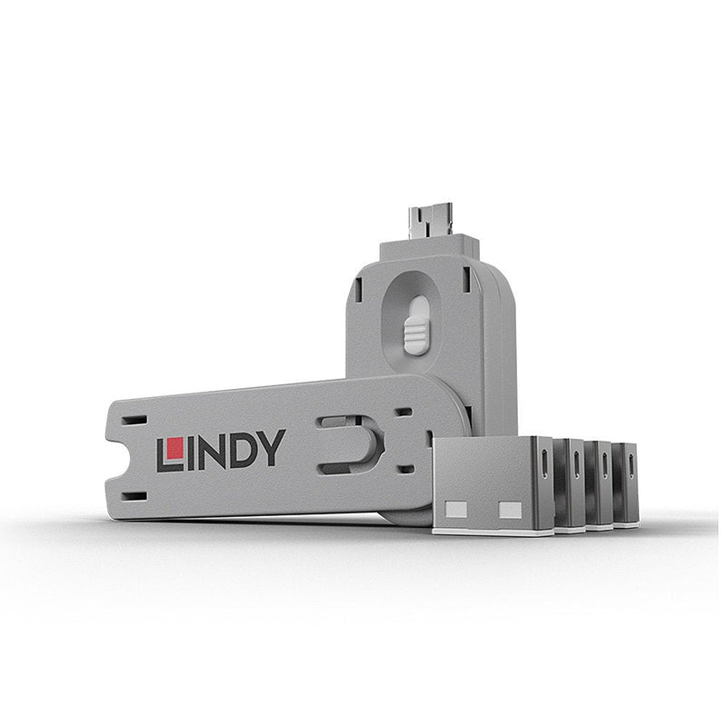 Lindy 40454 Bloqueador Port + Clave USB Type a White 5 Pieces