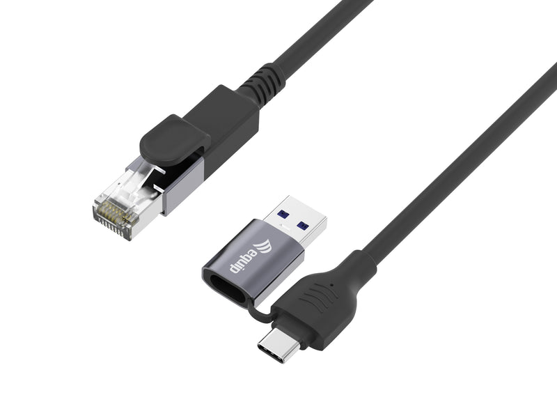 Equip Adapter Gigabit USB-C + A-RJ45 M/M 2.00M Black