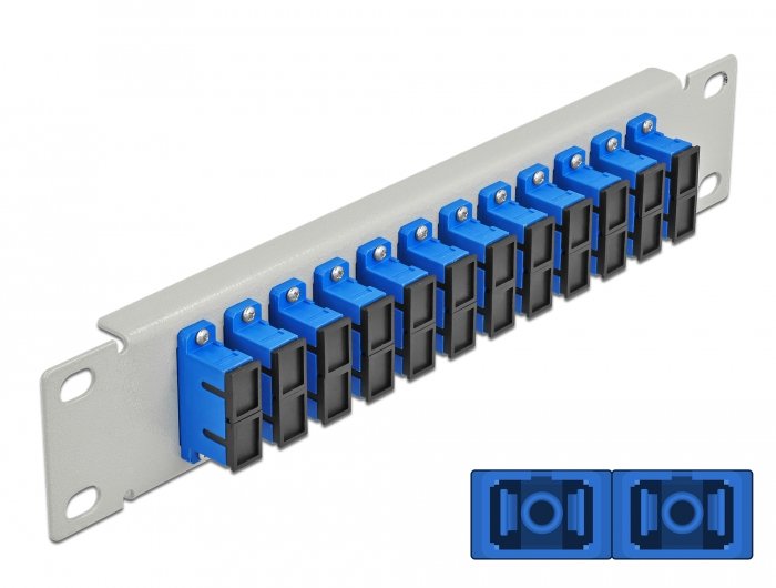 Delock 10 Patch Panel Fibre Optic 12 Ports Sc Duplex Blue 1 U Grey