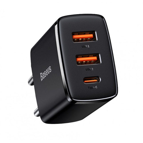 Baseus Charger 30W 3 Ports (2 USB + Usb-c) Compact Quick Black CCXJ-E01 — image 1