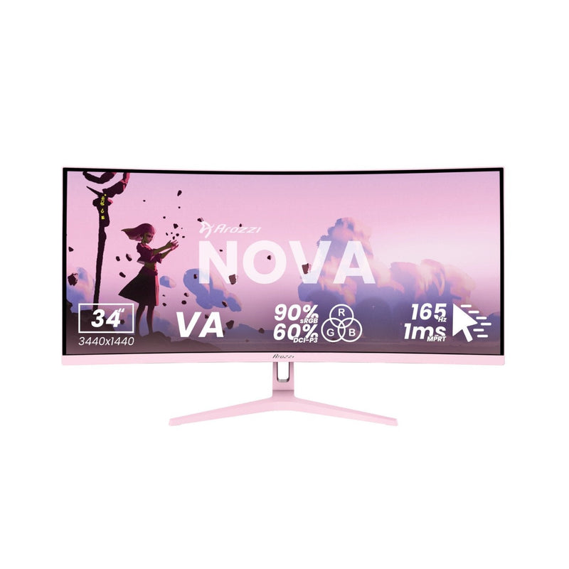 Arozzi Monitor Nova 34 Curved 34 3440 X 1440 Pixels 4K Ultra HD LED Pink AZ-NO-34T2K165-PNK