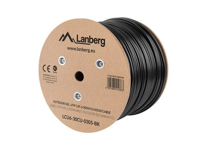 Lanberg Bobina Cable Network CAT.6 UTP 305M Sólido Exteriores Black LCU6-30CU-0305-BK — image 1
