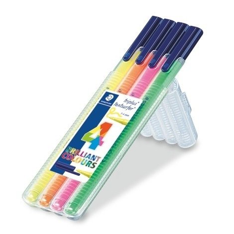 Staedtler Triplus Textsurfer 362 Pack 4 Marcadores Fluorescentes - Trazo 1 - 4MM Aprox - Tina Base Water - Col