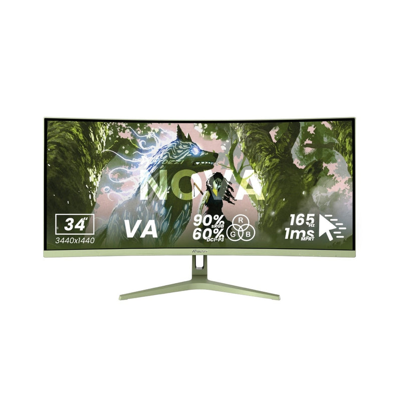 Arozzi Monitor Nova 34 Curved 34 3440 X 1440 Pixels 4K Ultra HD LED Green AZ-NO-34T2K165-FST