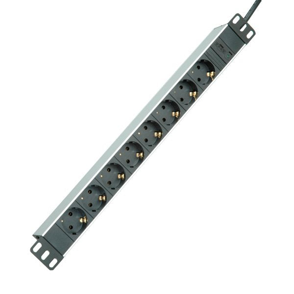 48,26CM 19PULGADAS Power Strip Plugs 8VÍAS + C14-CONECTOR Male Aluminium 2M