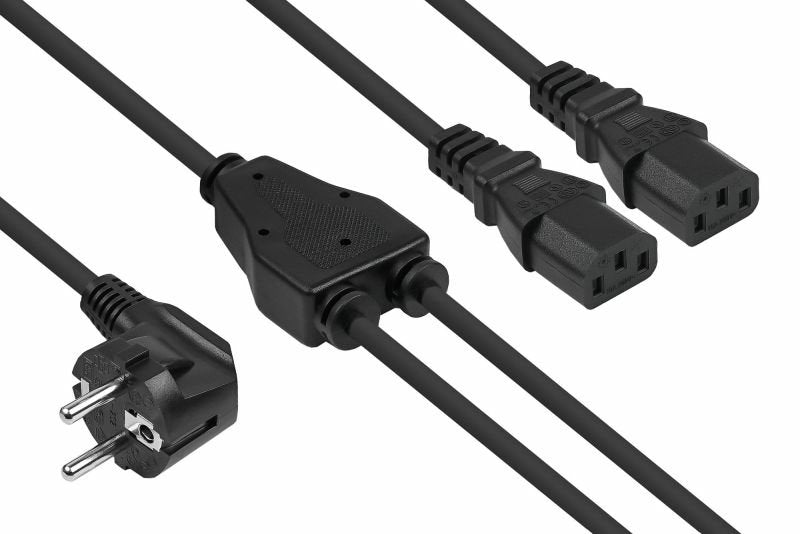 Kabelmeister Contact Protección-st. (90° Angulado.)- 2XC13 Black 2M