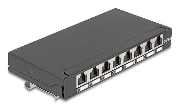 Delock Mini Desktop Patchpanel RJ45 Female 8 Port CAT.6A Geschirmt Black