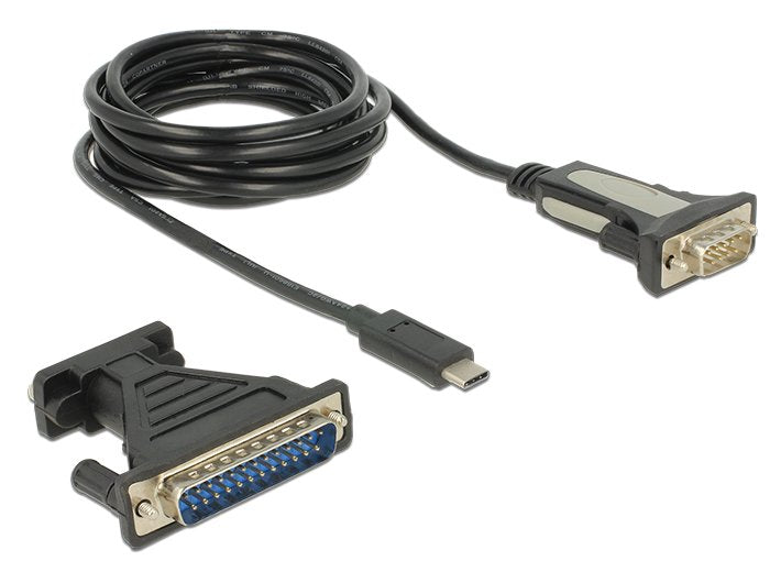 Delock Adapter USB Type-c 1 X Serie DB9 RS-232 + Adapter DB25 1,8M