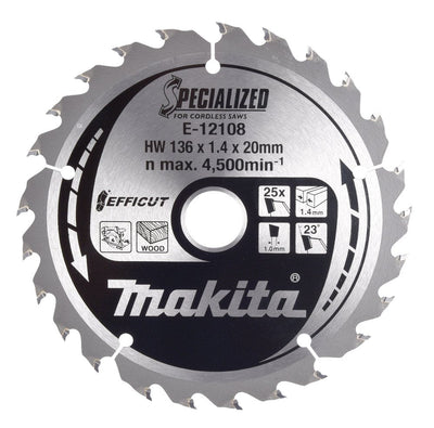 Makita Hoja Saw Circular Effict, E-12120, Ø 136 X 1,4 X 20MM, 25T — image 1