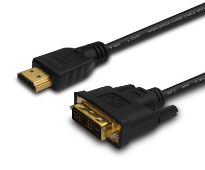 Savio Cable CL-10 HDMI 19PIN - DVI 18 + 1 Black 1.5M — image 1