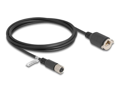 Delock M12 Cable X-kodiert 8 Pin Female a RJ45 Female CAT.6A S/FTP 2M Black — image 1