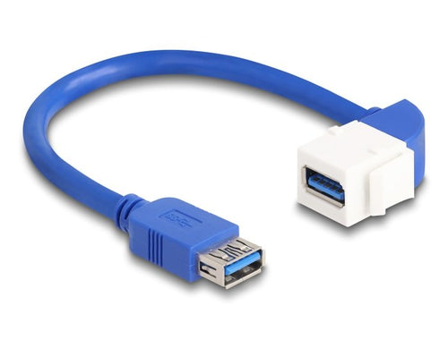 Delock Keystone Modul USB Cable 5Gbps Typ-a Buchse Zu USB Typ-a Buchse 90° Gewinkelt 20CM Blue — image 1