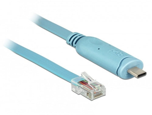 Delock Adapter USB 2.0 Type-c Male 1 X Serial RS-232 RJ45 Male 3,0M Blue — image 1