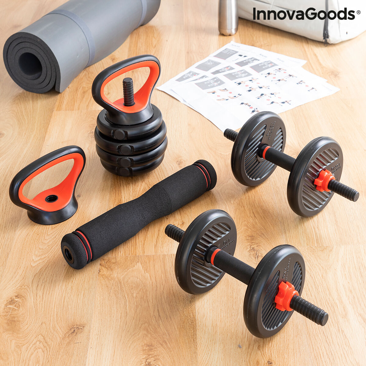 6-in-1 Set of Adjustable Weights with Exercise Guide Sixfit InnovaGoods   Iron (Refurbished B)