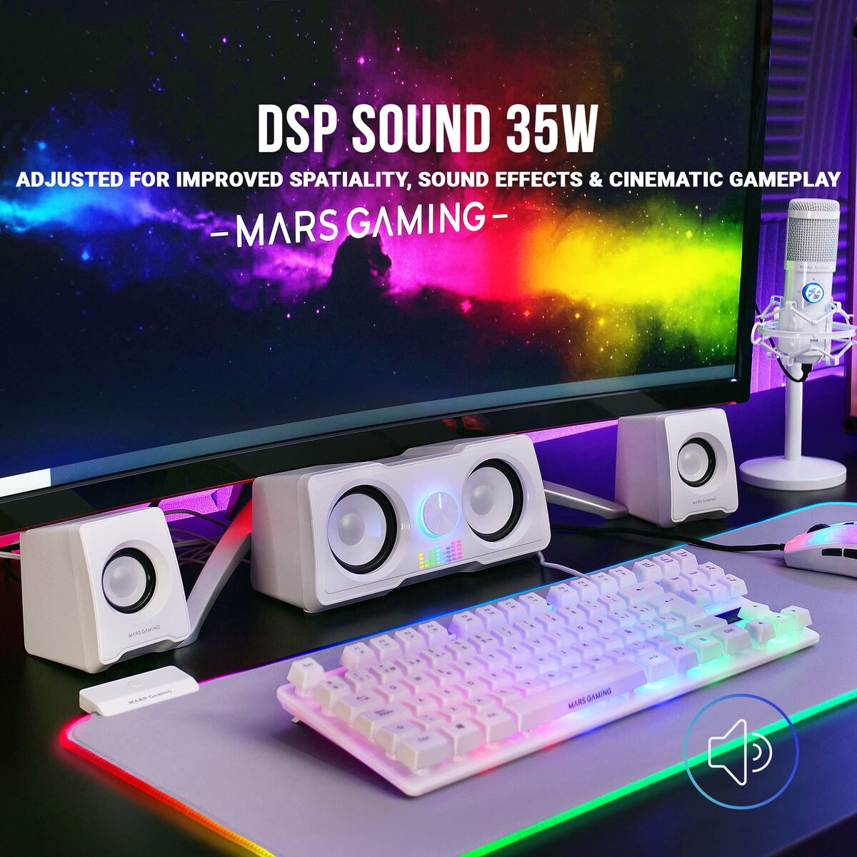 Mars Gaming Pc Speakers Mars Gaming Ms22 White 35 W 4 W